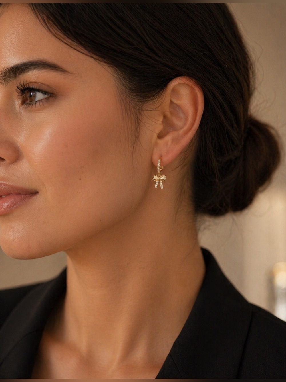 Bow Tie Drop Hoop Earrings